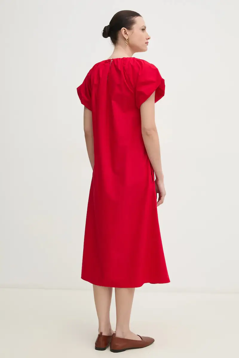 vestito in cotone colore rosso WW0WW44667 miniatura 3