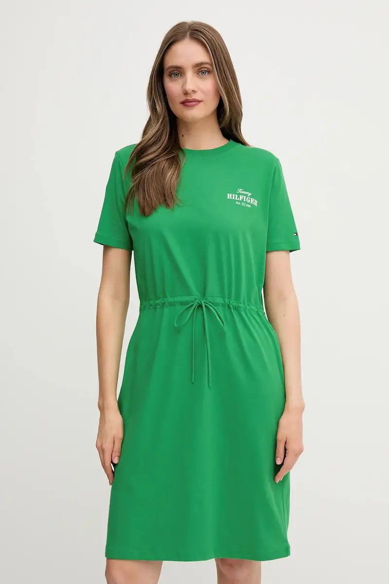 vestito in cotone colore verde WW0WW45529