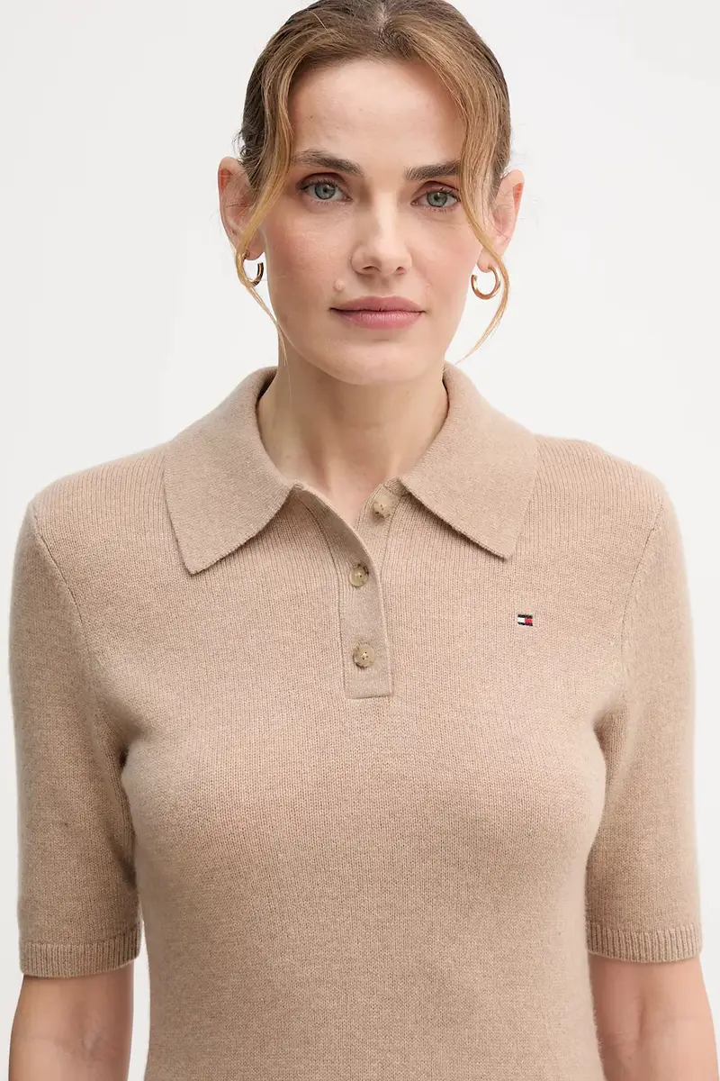 vestito in lana colore beige WW0WW46436 miniatura 4