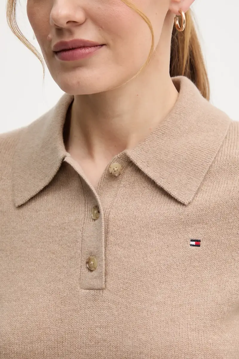 vestito in lana colore beige WW0WW46436 miniatura 5