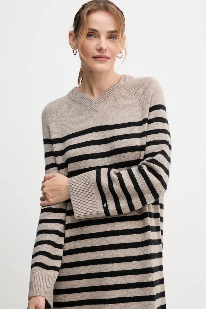 vestito in lana colore beige WW0WW46761 miniatura 4