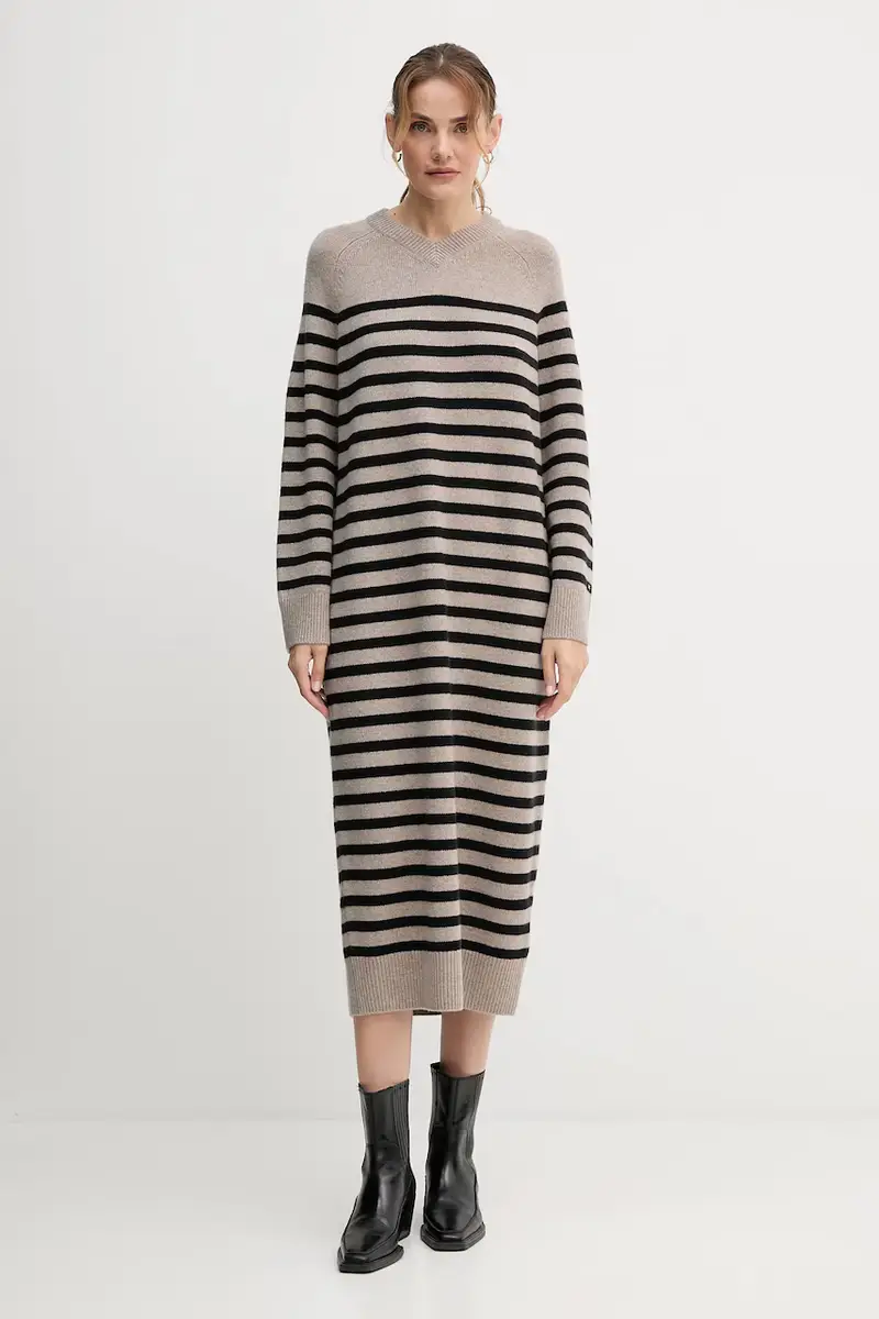 vestito in lana colore beige WW0WW46761