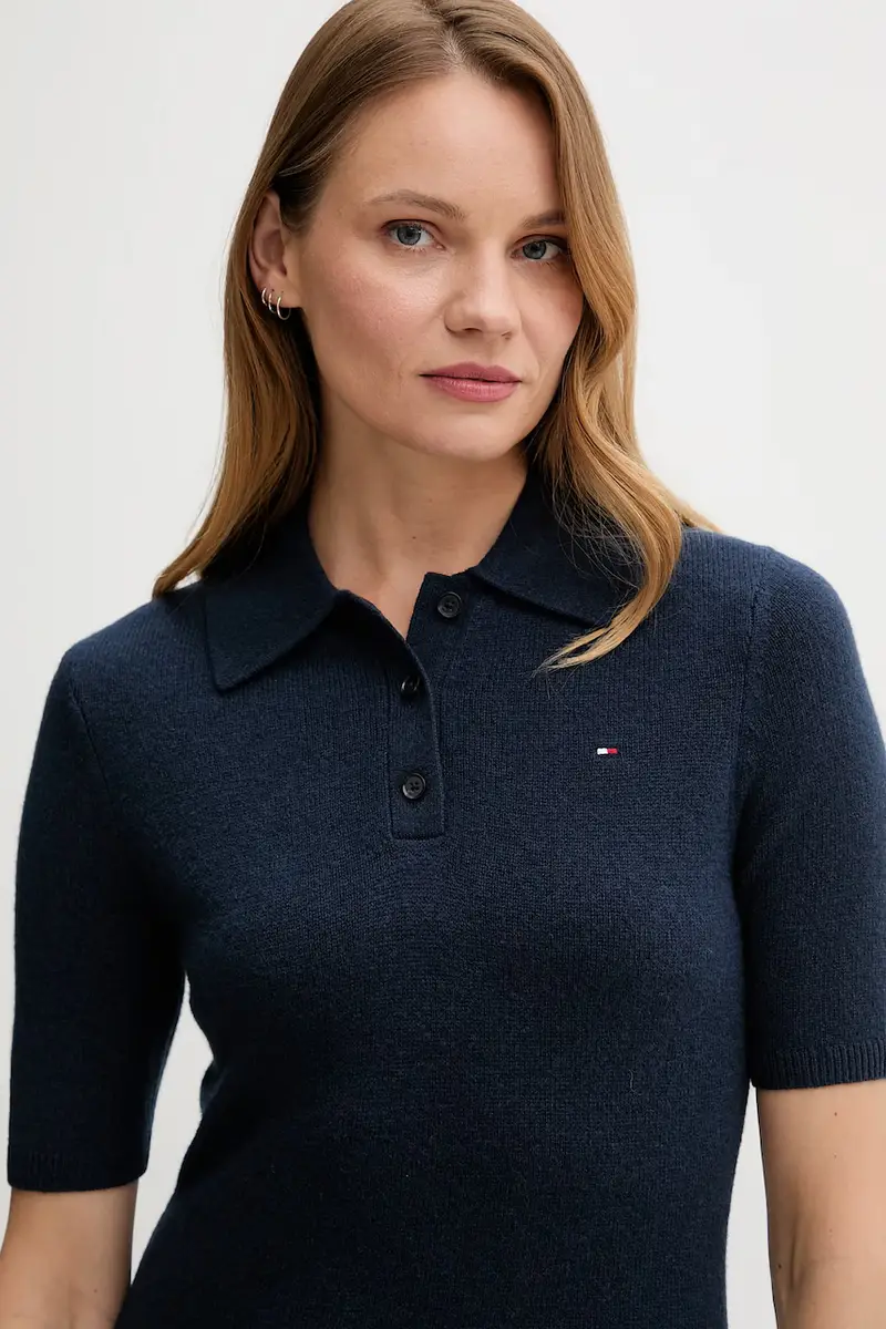 vestito in lana colore blu navy WW0WW46436 miniatura 4