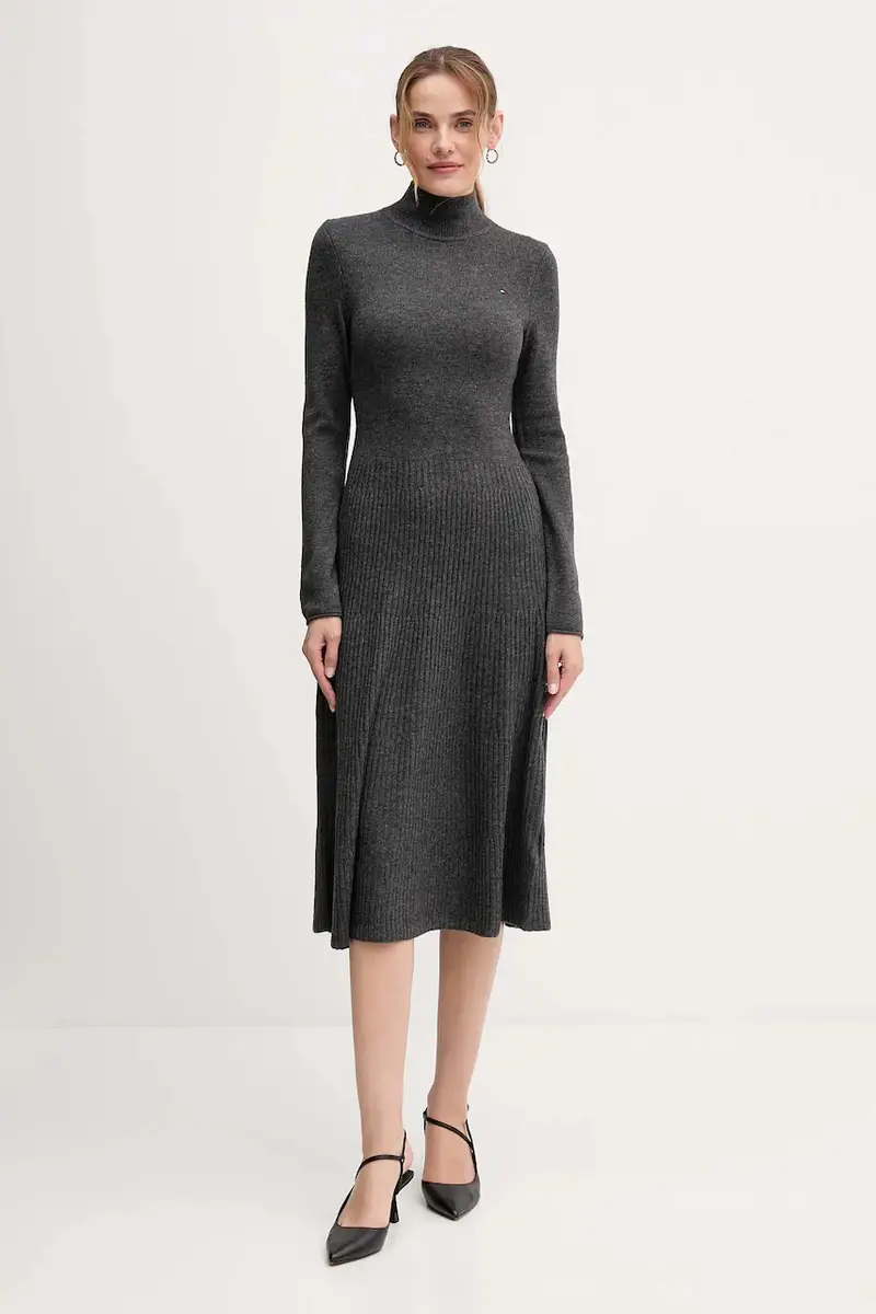 vestito in lana colore grigio WW0WW47303 miniatura 2