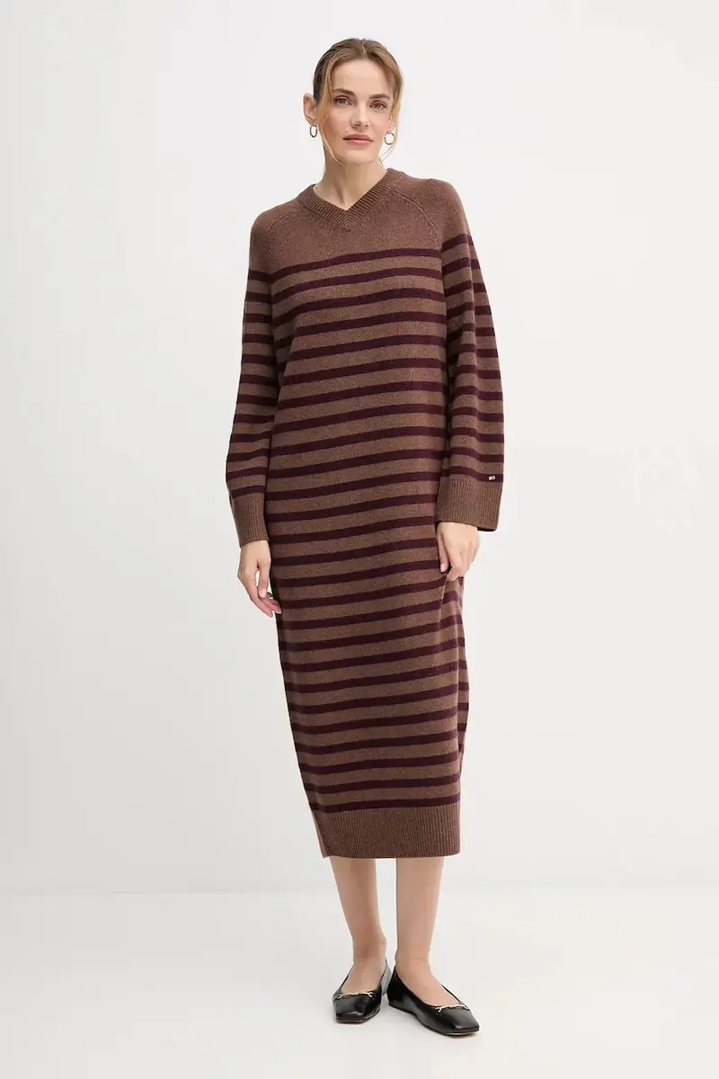 vestito in lana colore marrone WW0WW46761