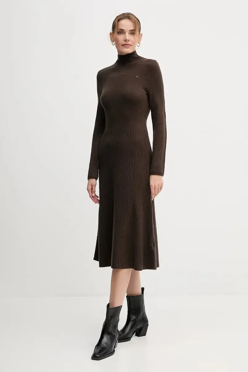 vestito in lana colore verde WW0WW47303 miniatura 3