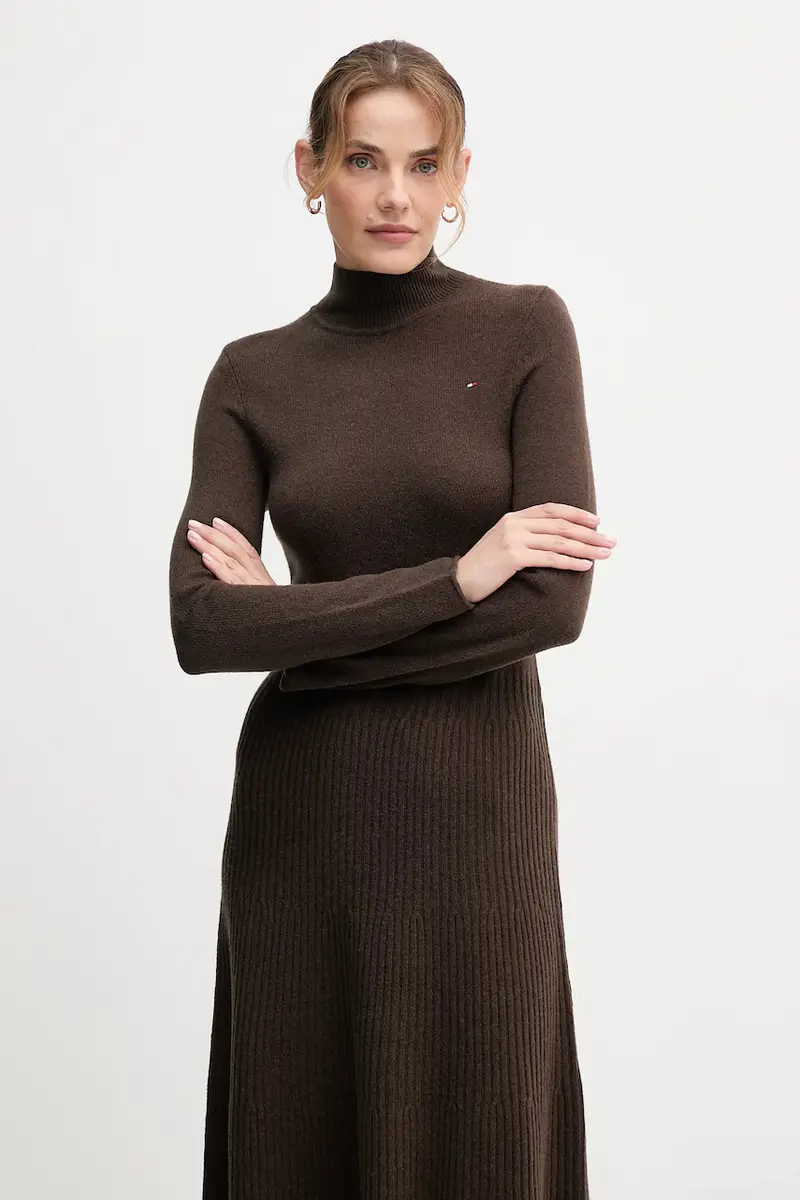 vestito in lana colore verde WW0WW47303 miniatura 4