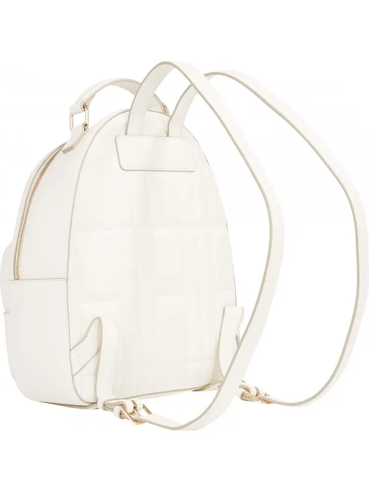 zaino beige chiaro donna in ecopelle trapuntato logo sul davanti miniatura 3