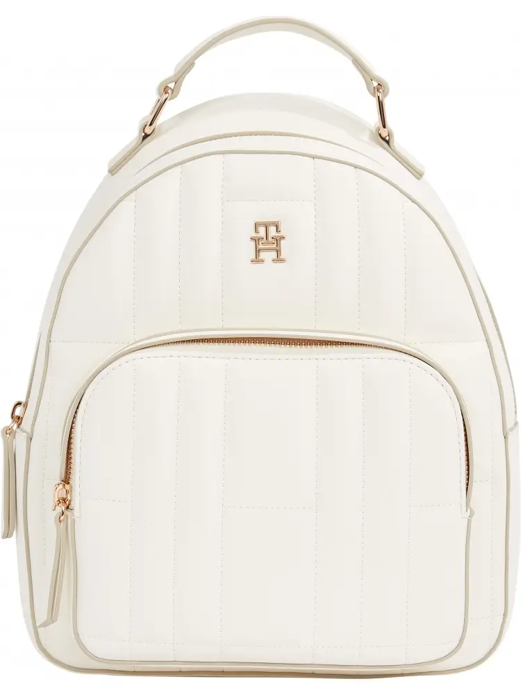 zaino beige chiaro donna in ecopelle trapuntato logo sul davanti