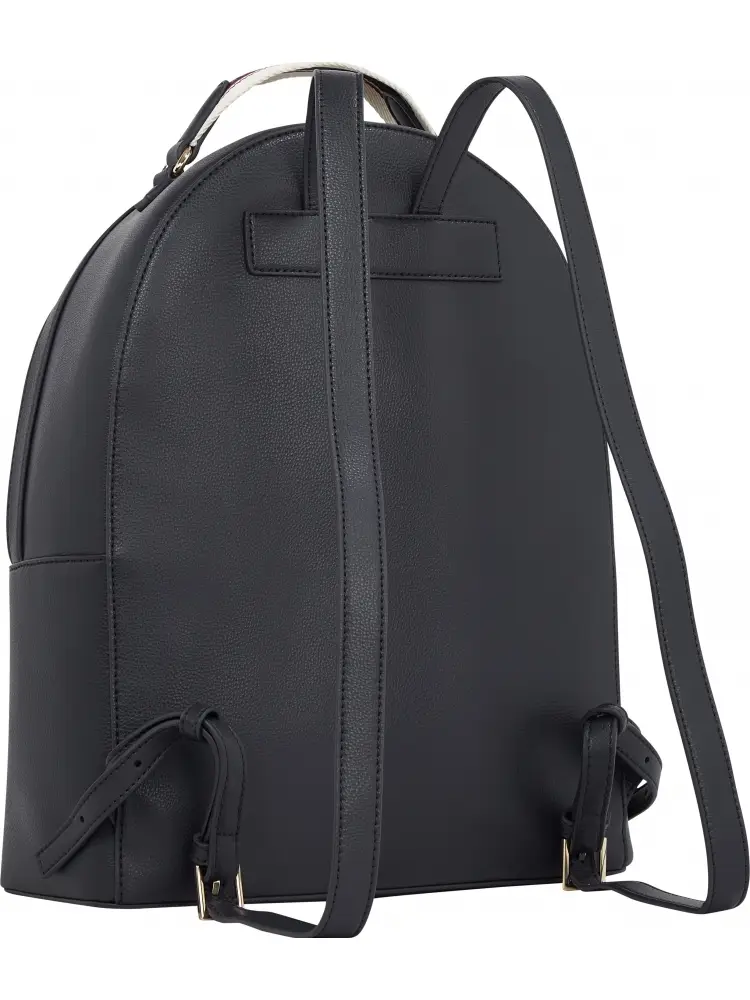 zaino blu navy donna in ecopelle mini logo sul davanti miniatura 3