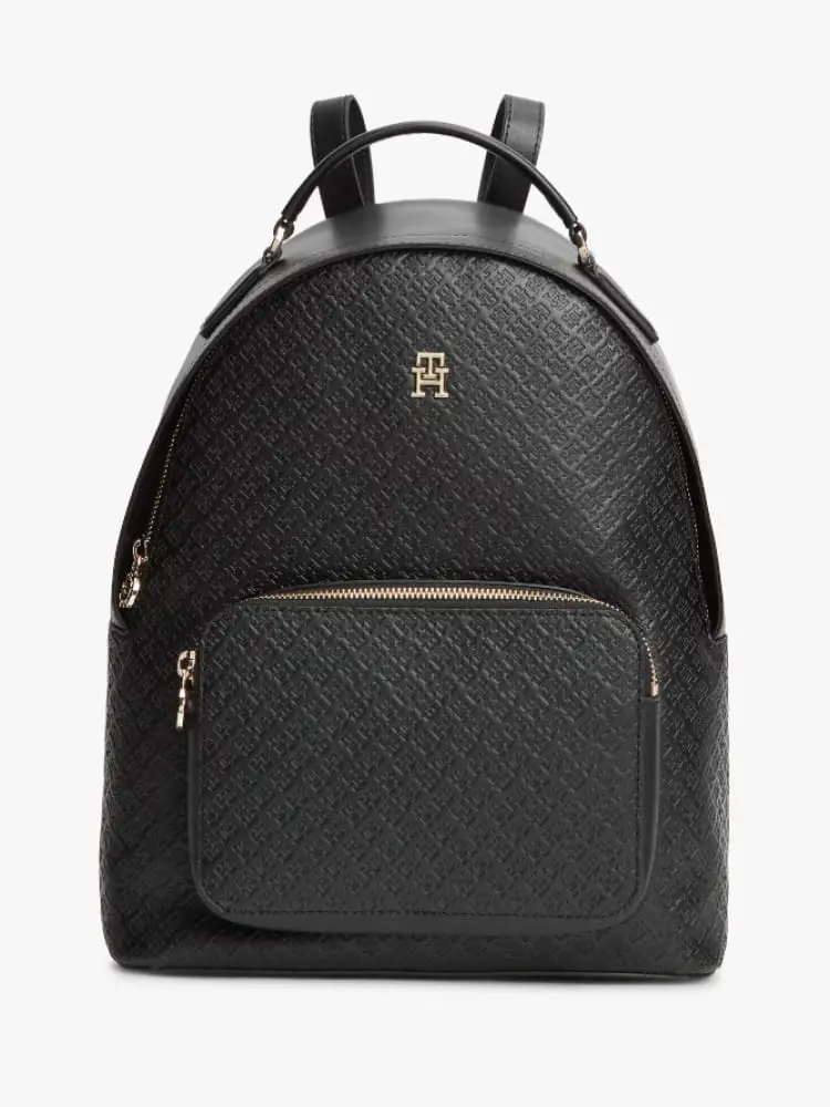 zaino donna th daily nero con monogrammi th in rilievo