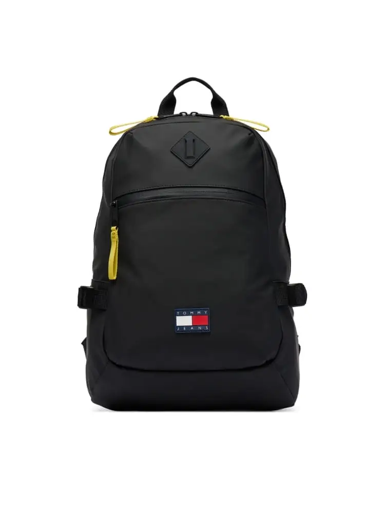 zaino in ecopelle nera daily con logo