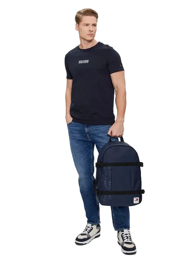 Zaino Uomo Blu Regolabile Chiusura Zip Logo miniatura 2