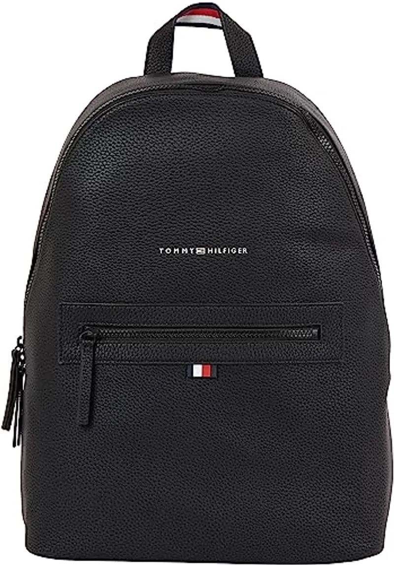 Tommy Hilfiger Zaino Uomo Essential PU Backpack Bagaglio a Mano, Nero (Black), Taglia Unica