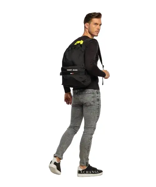 Zaino Uomo Nero Regolabile Stampa Logo miniatura 2