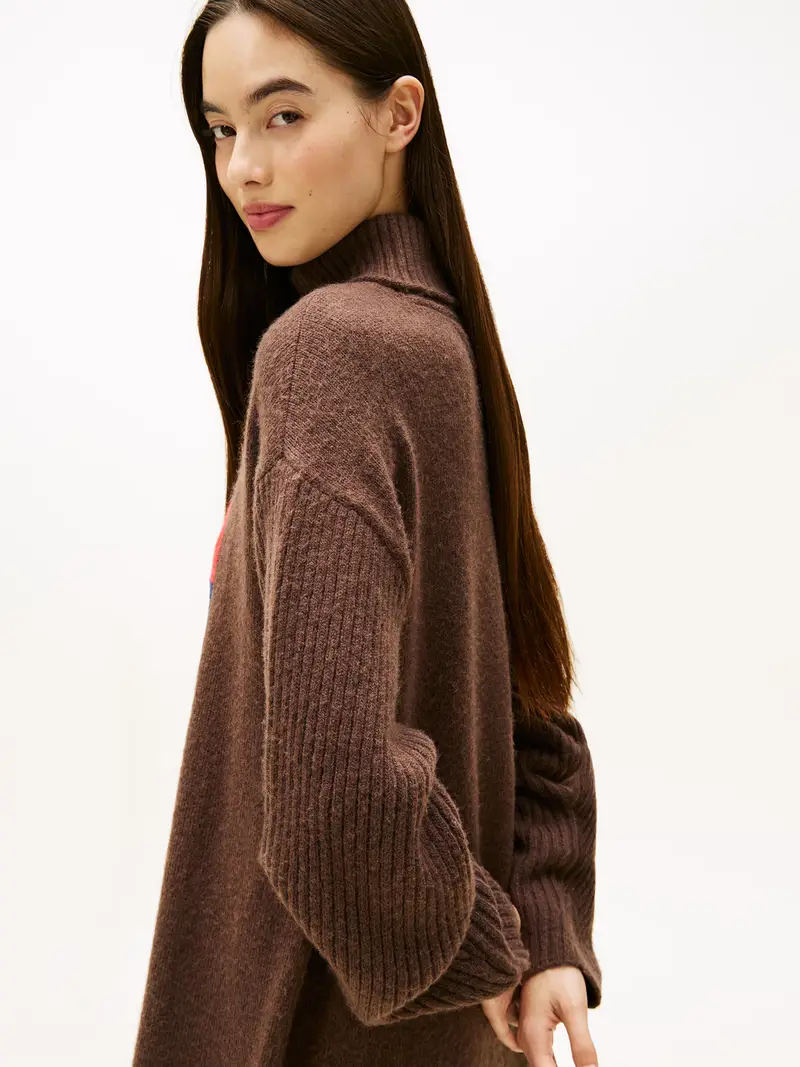 Abito in maglia marino / marrone / rosso / bianco miniatura 3