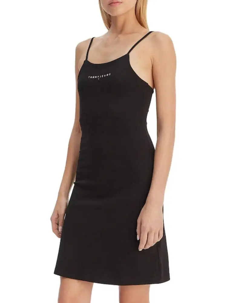 abito nero donna logo lettering