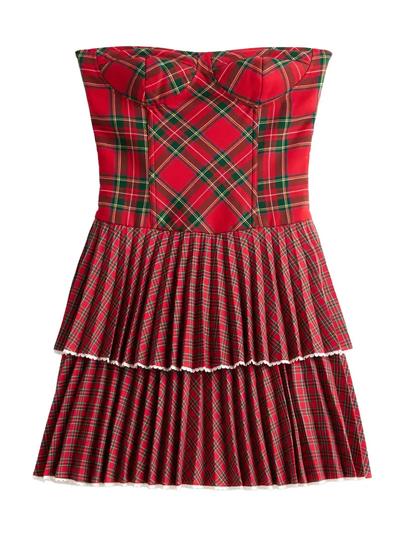 Abito 'TARTAN' giallo / verde / rosso / bianco