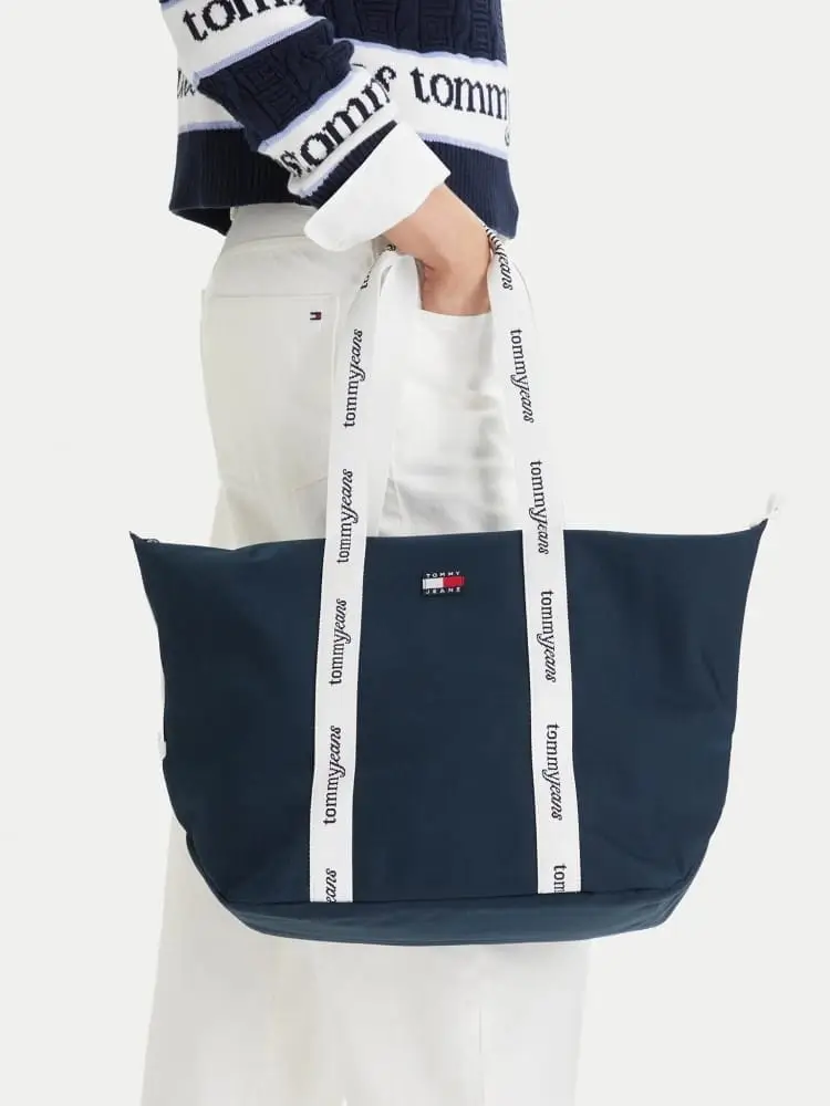 borsa blu navy donna logo lettering