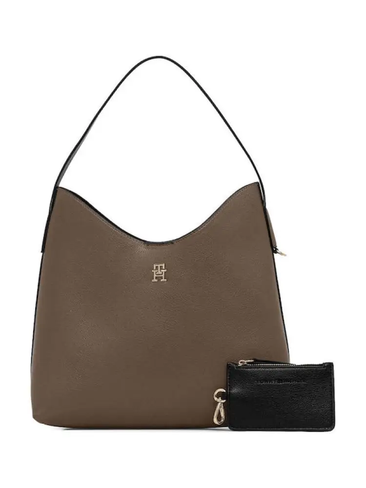 borsa marrone donna mini logo oro