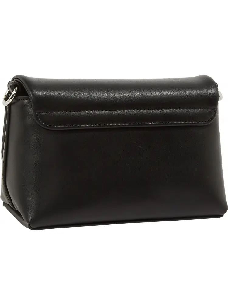 borsa nera donna in ecopelle con tracolla logo sul davanti miniatura 3