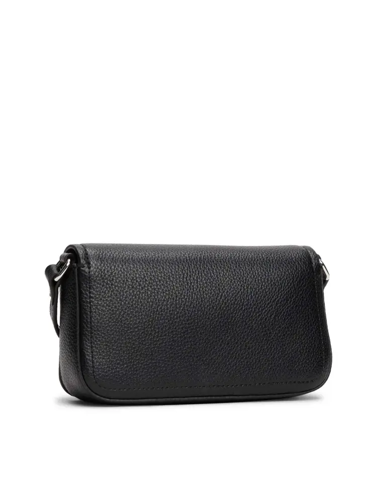 borsa nera donna in ecopelle con tracolla logo sul davanti miniatura 2