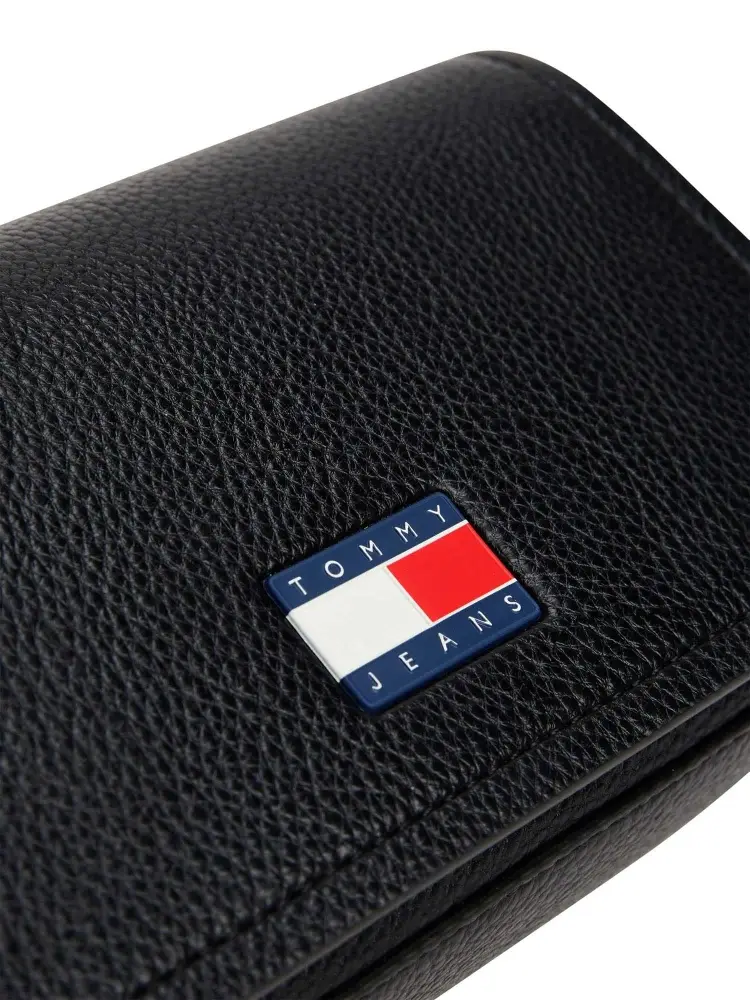 borsa nera donna in ecopelle con tracolla logo sul davanti miniatura 3