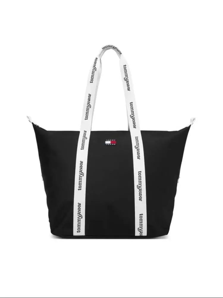 borsa nera donna logo lettering