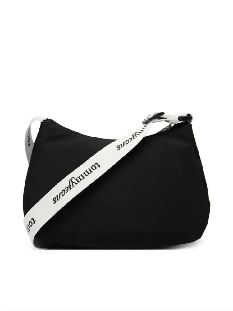 borsa nera donna logo sul davanti miniatura 2