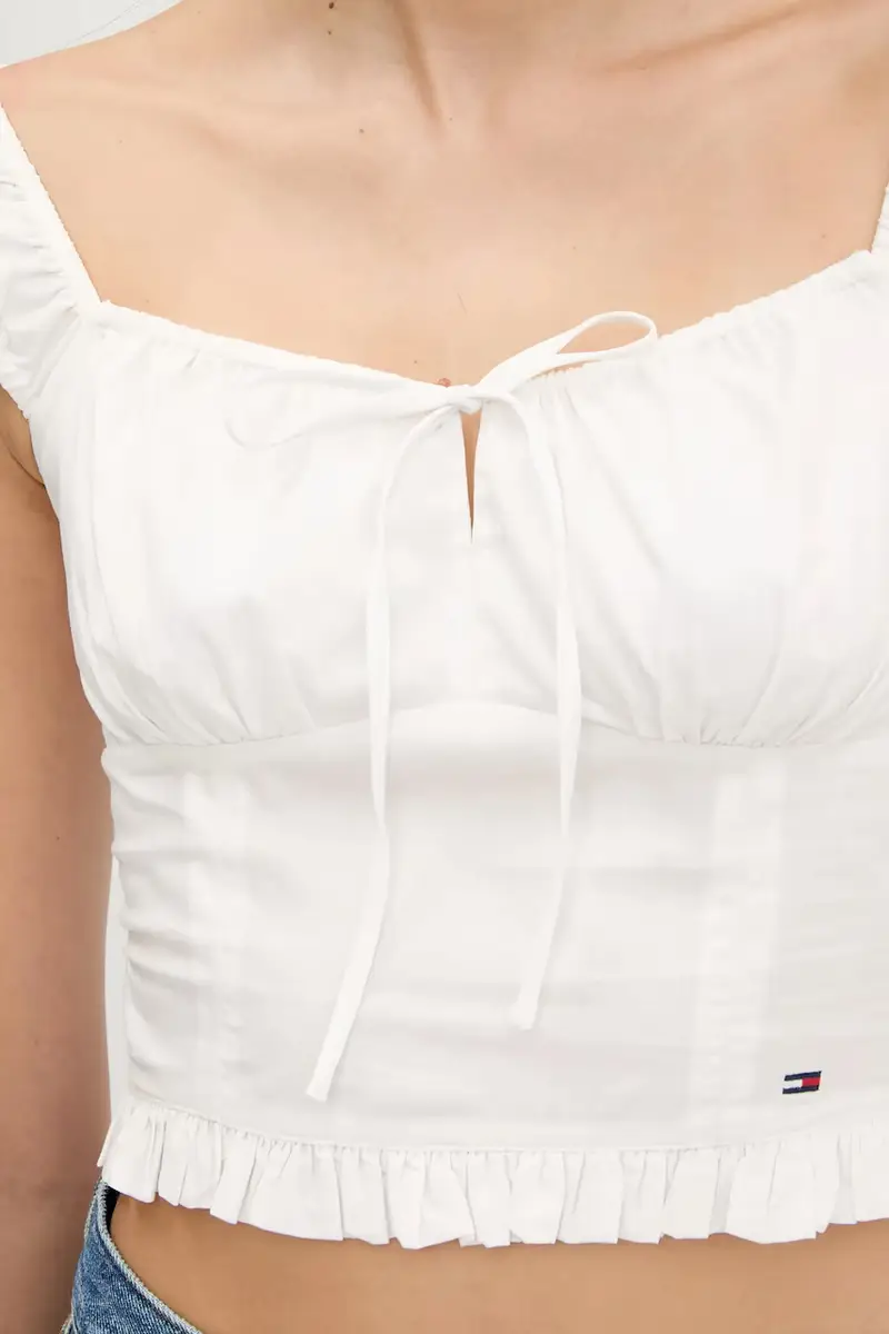 camicetta in cotone donna colore bianco DW0DW20985 miniatura 5