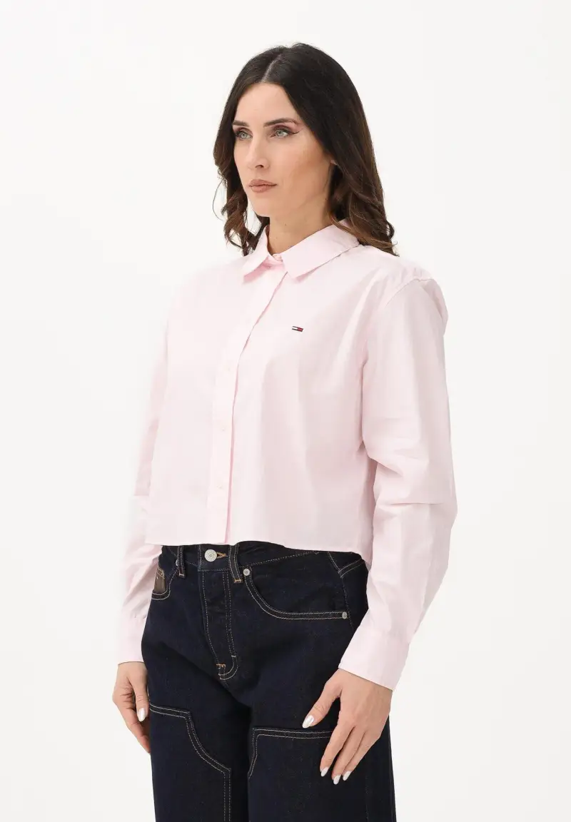 Camicia a manica lunga rosa da donna