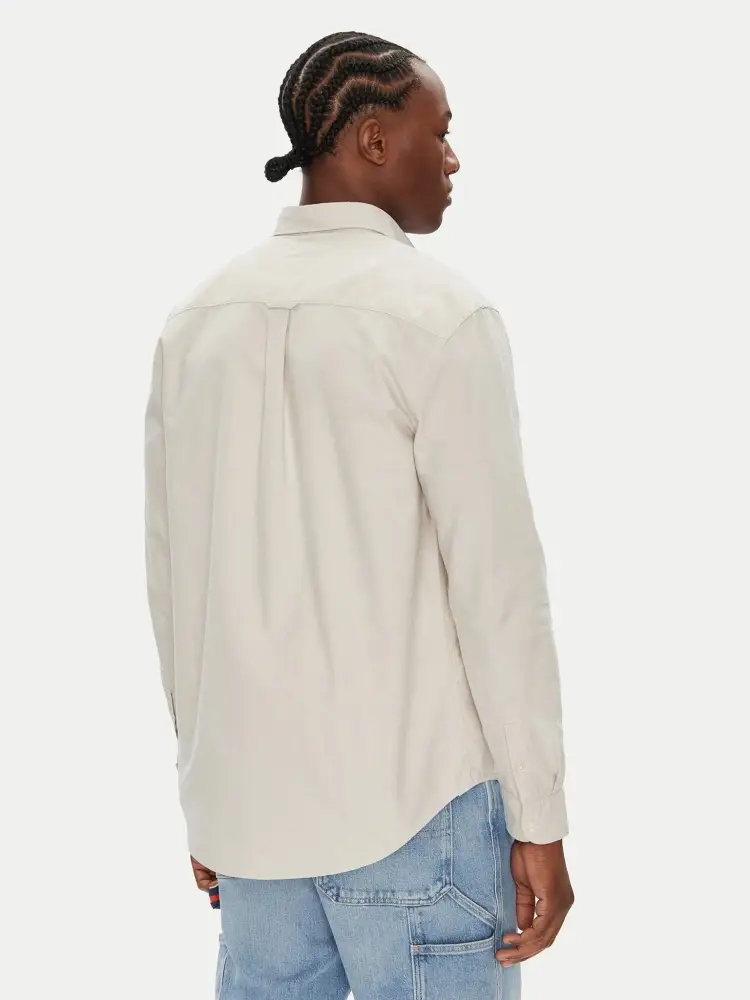 camicia beige chiaro uomo in cotone mini logo sul petto miniatura 2