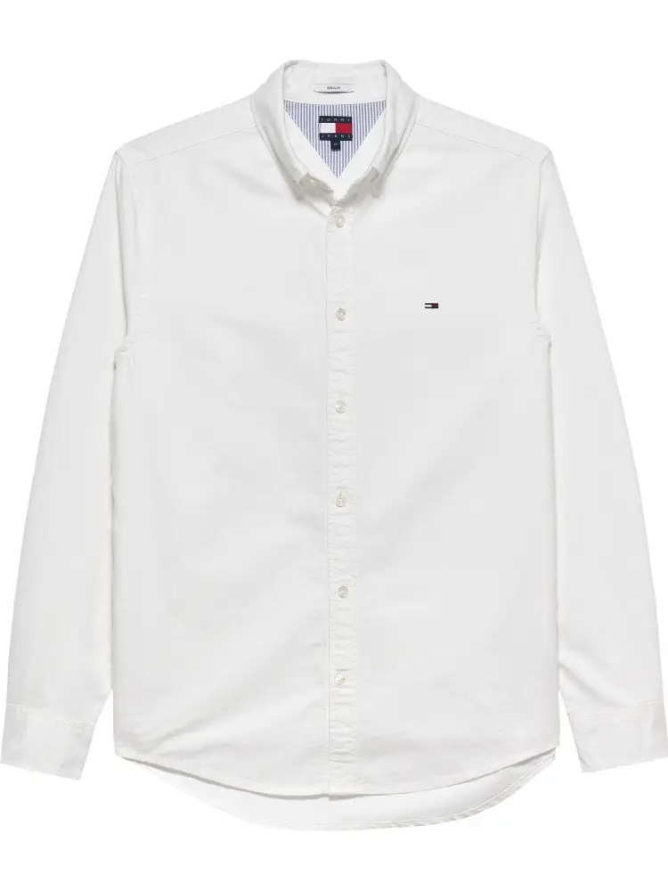 camicia bianca uomo in cotone mini logo sul petto