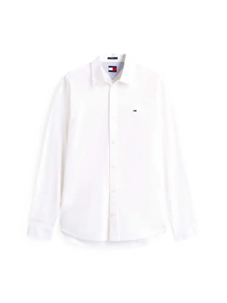 camicia bianca uomo in cotone mini logo sul petto