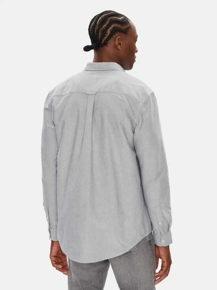 camicia blu chiaro uomo in cotone micro logo sul petto miniatura 2