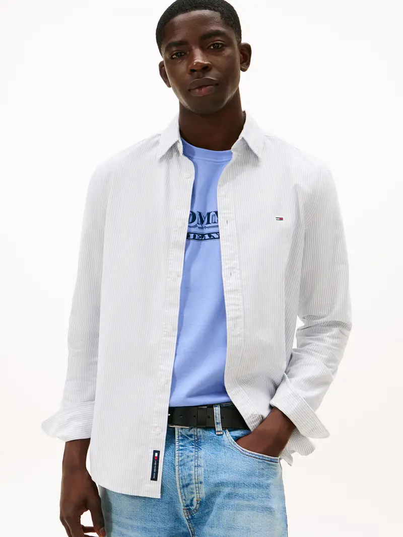 Camicia blu pastello / bianco miniatura 2