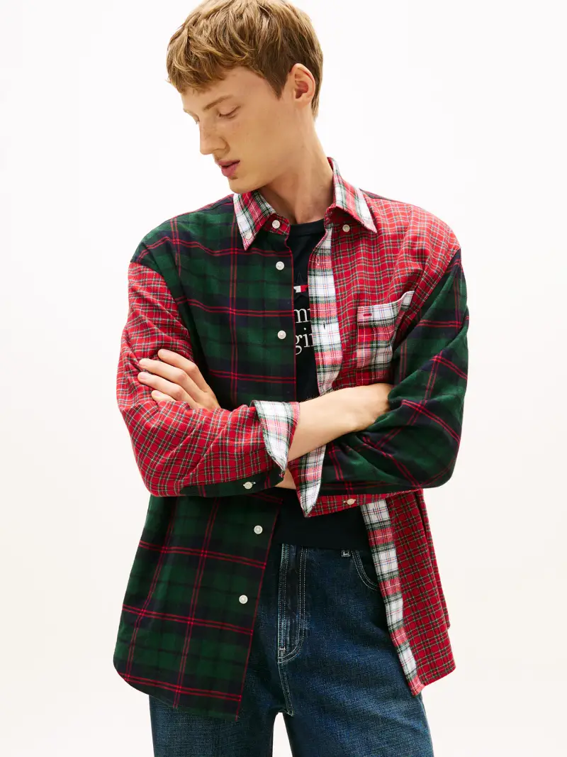 Camicia blu scuro / verde scuro / rosso acceso / bianco miniatura 3