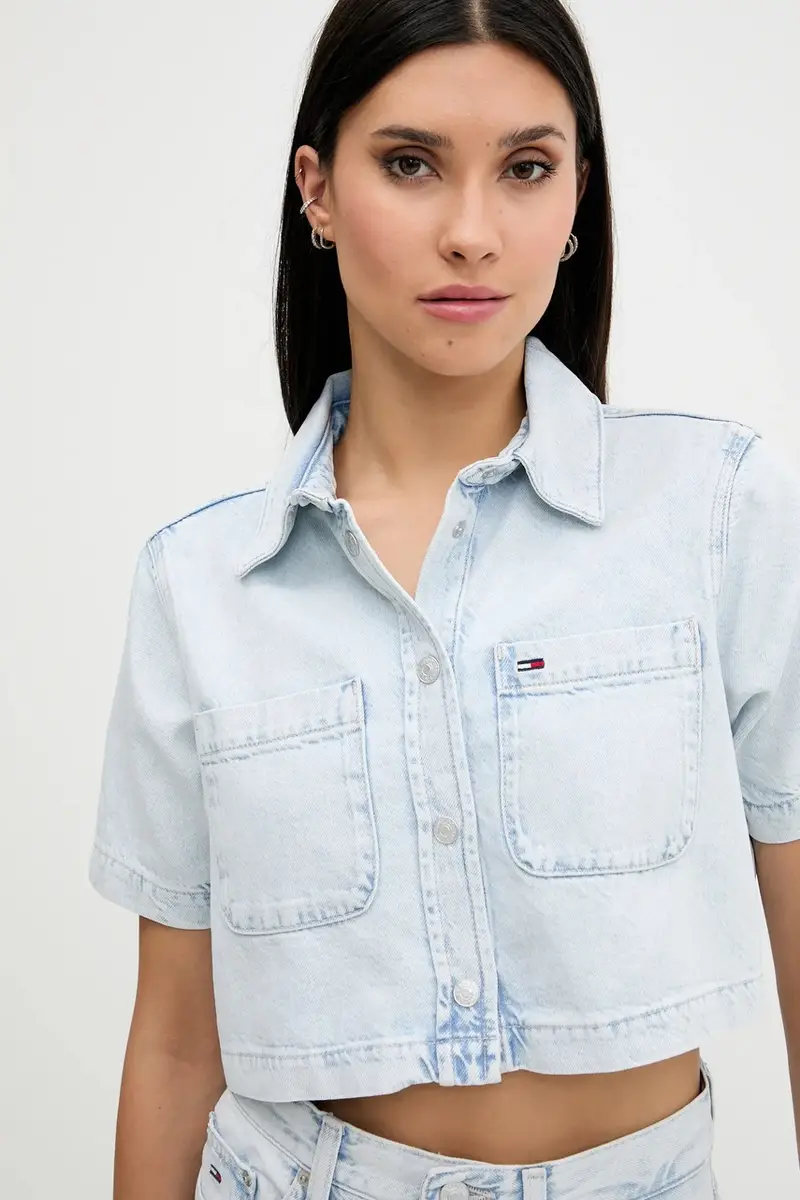 camicia con cotone colore blu DW0DW21072 miniatura 4