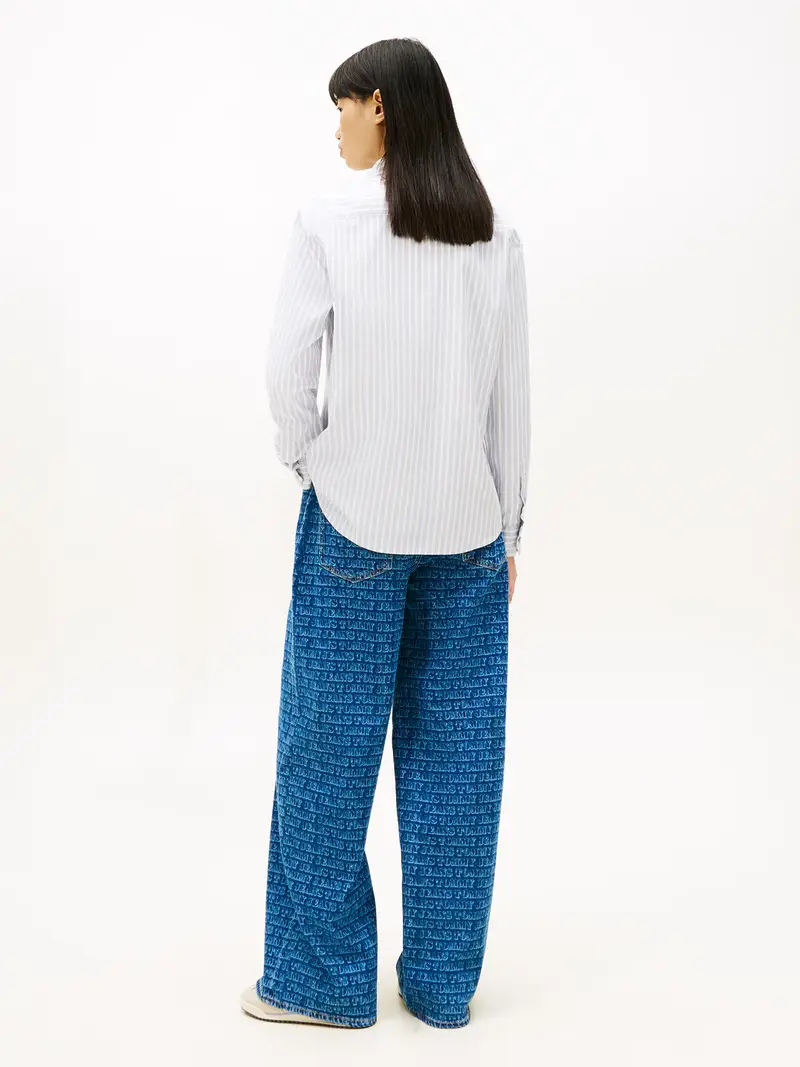 Camicia da donna blu pastello / bianco miniatura 3