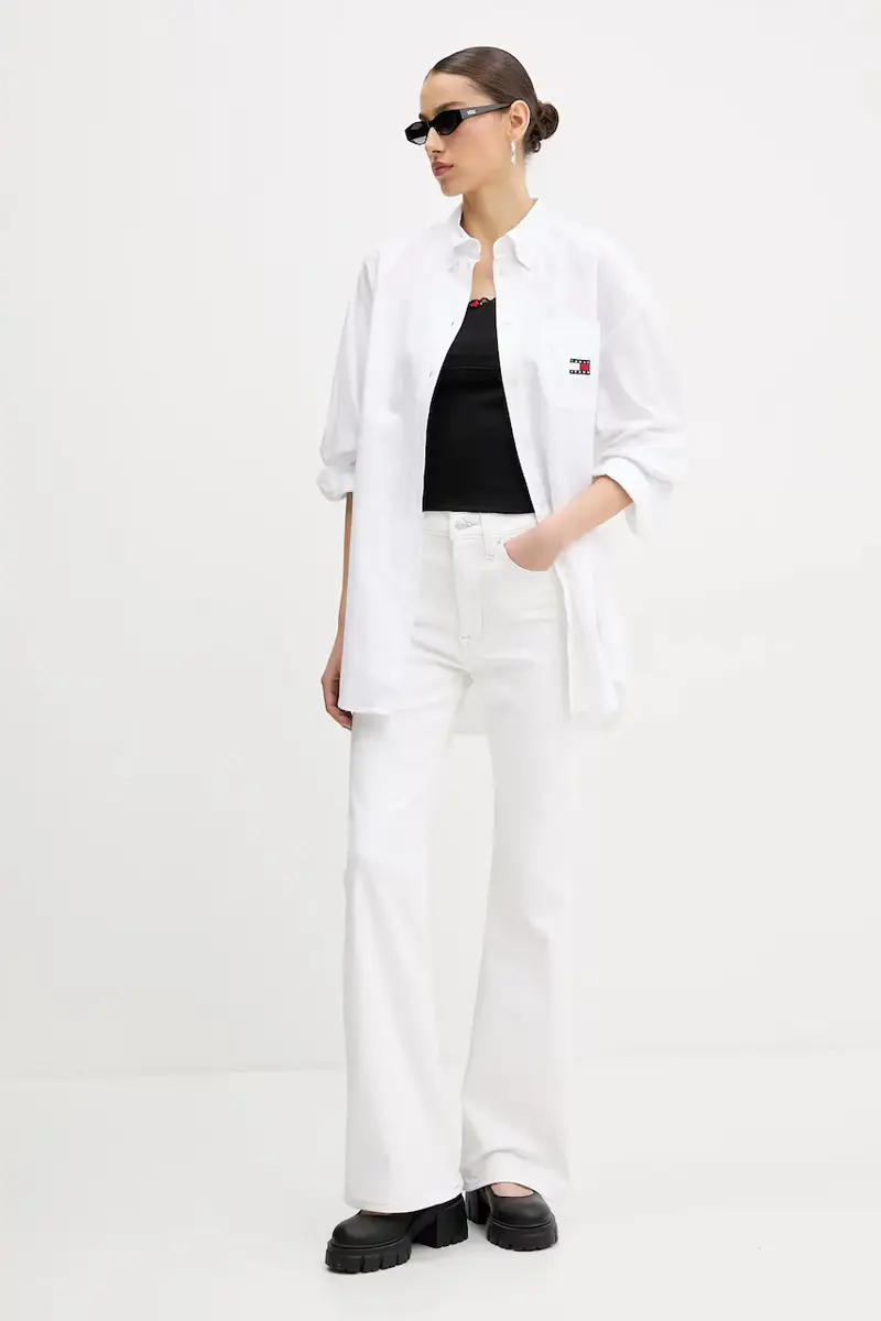 camicia in cotone colore bianco DW0DW20289 miniatura 2