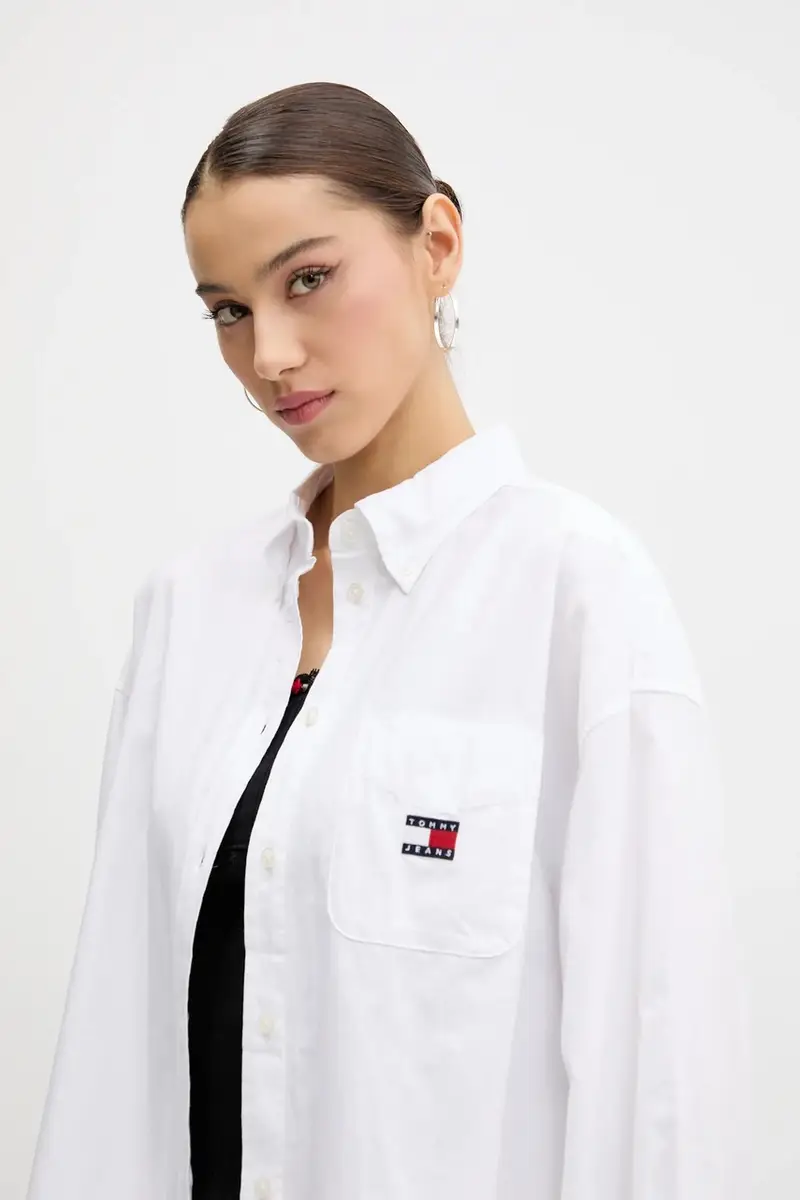 camicia in cotone colore bianco DW0DW20289 miniatura 4