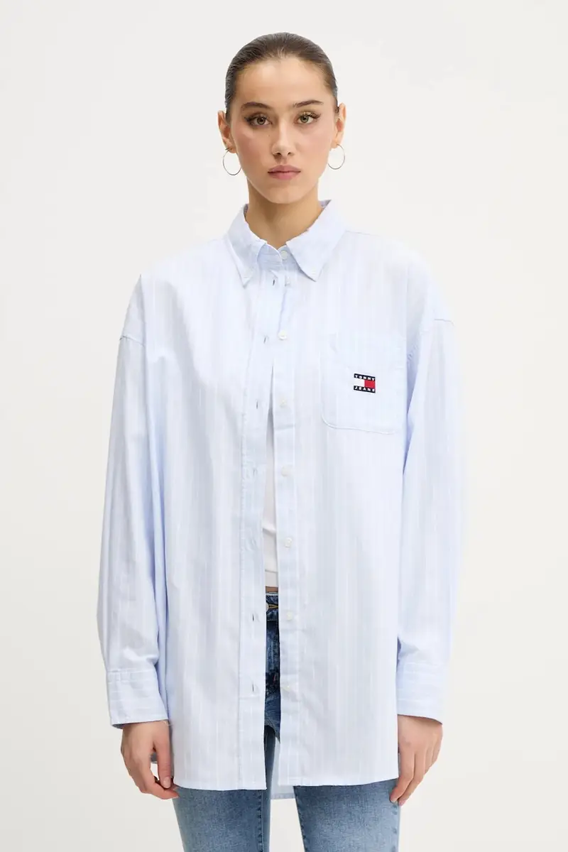 camicia in cotone colore blu DW0DW20289