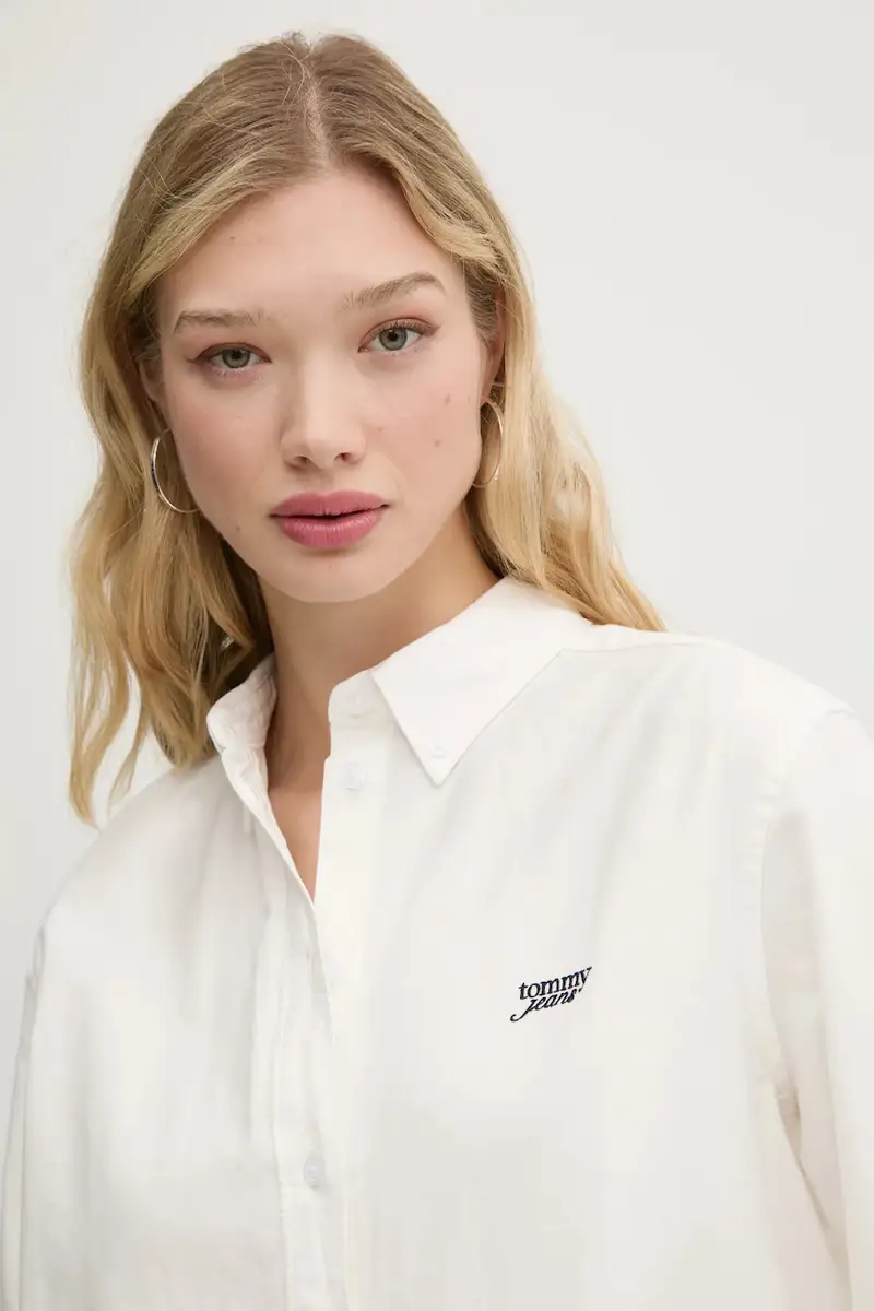 camicia in cotone donna colore beige DW0DW19358 miniatura 4