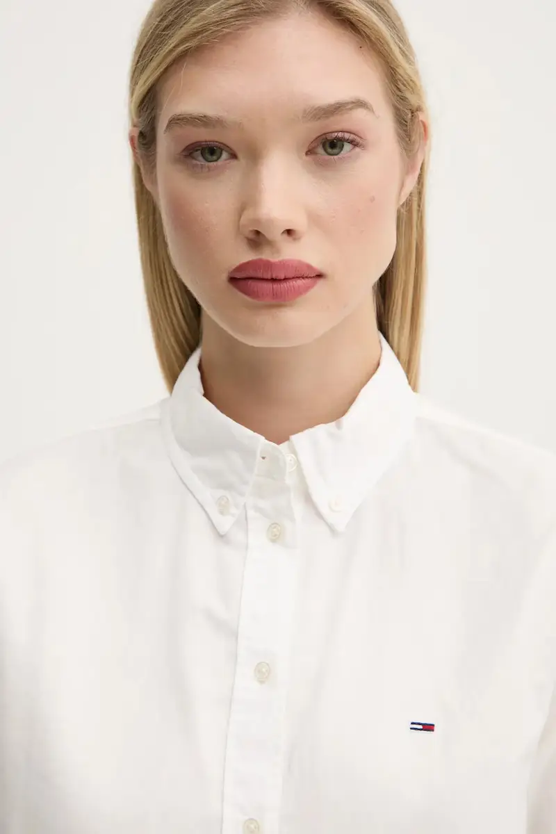 camicia in cotone donna colore beige DW0DW19890 miniatura 4