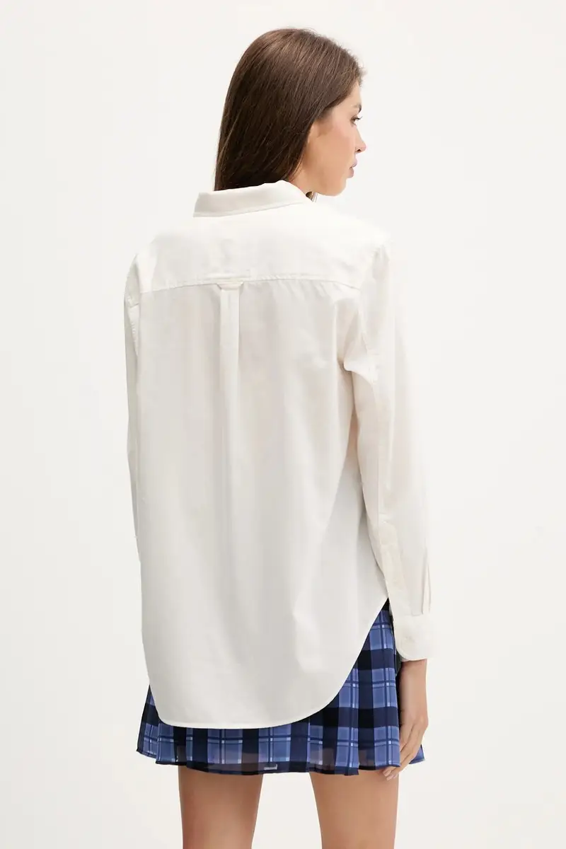 camicia in cotone donna colore beige DW0DW21451 miniatura 3