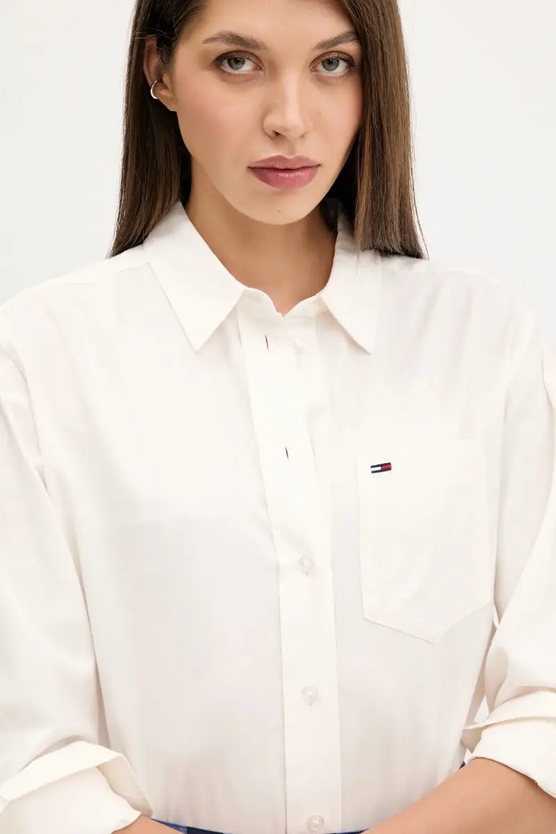 camicia in cotone donna colore beige DW0DW21451 miniatura 4