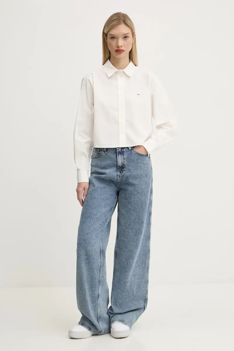 camicia in cotone donna colore bianco DW0DW19354 miniatura 2