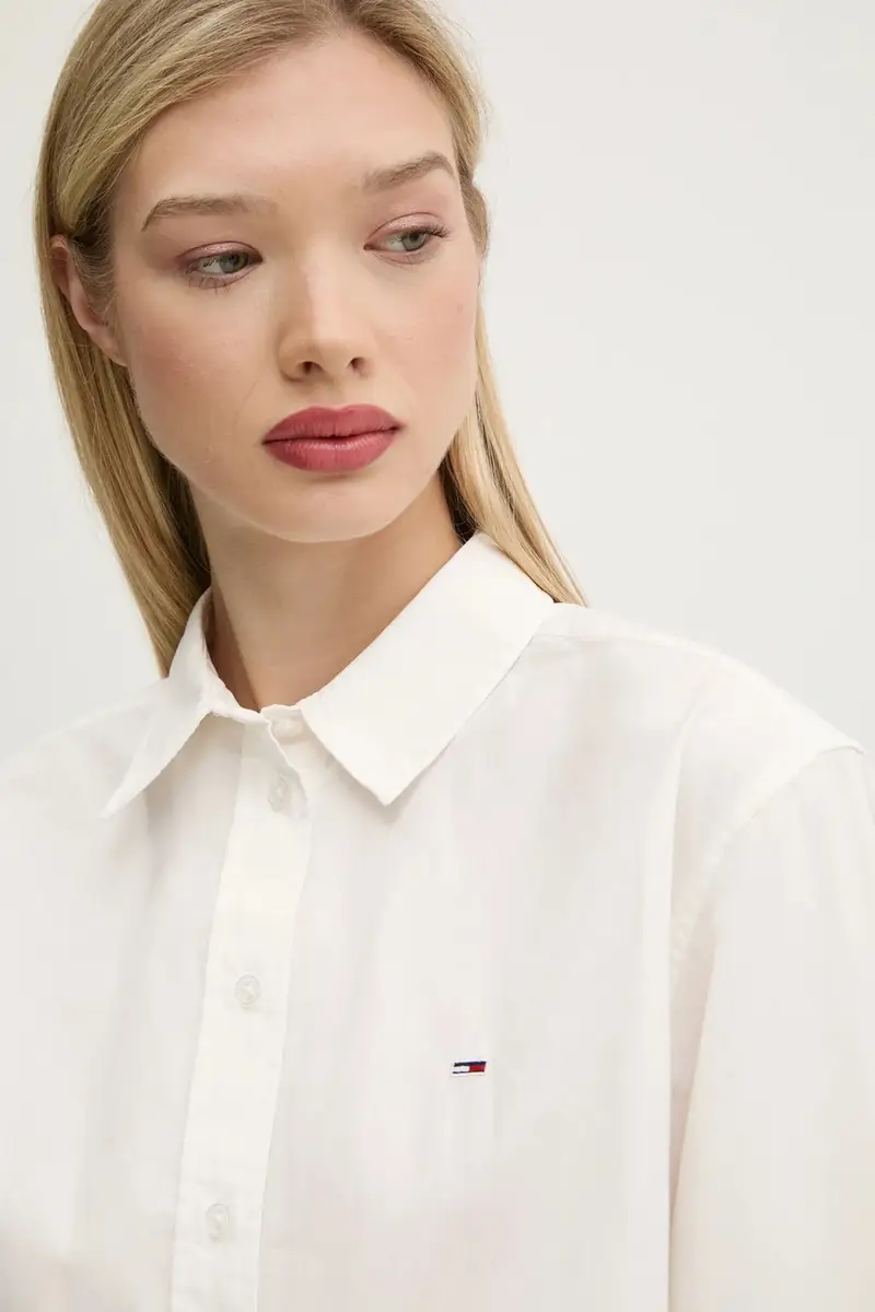 camicia in cotone donna colore bianco DW0DW19354 miniatura 4