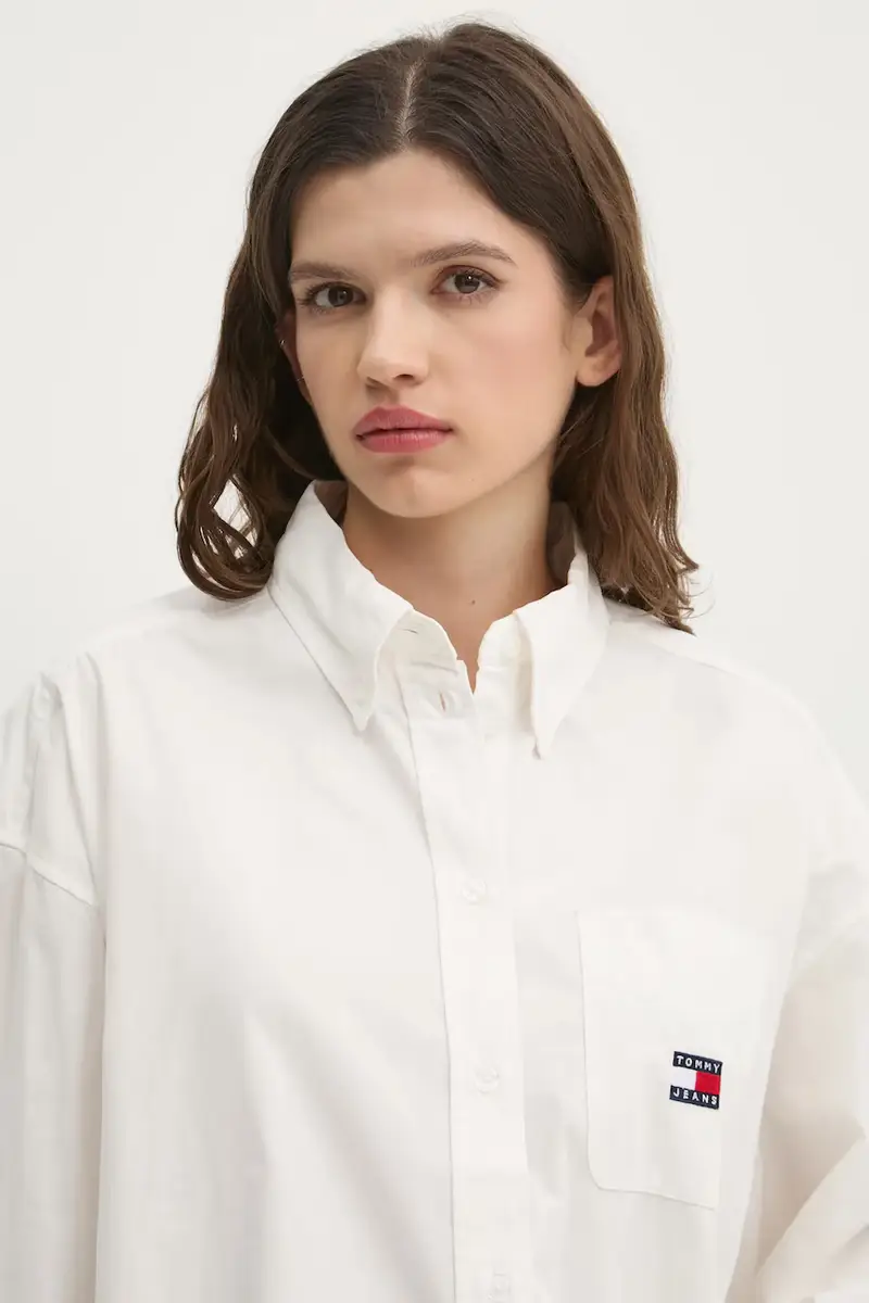 camicia in cotone donna colore bianco DW0DW19357 miniatura 4