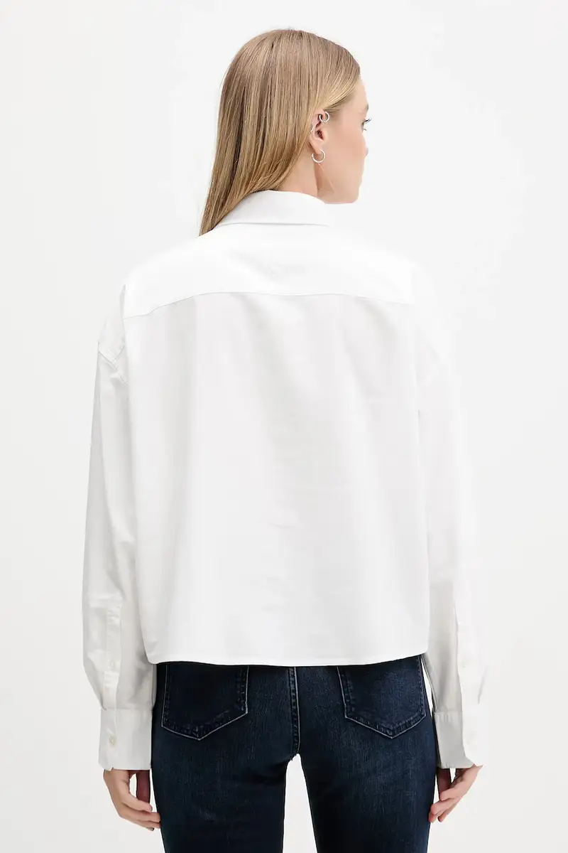 camicia in cotone donna colore bianco DW0DW21455 miniatura 3